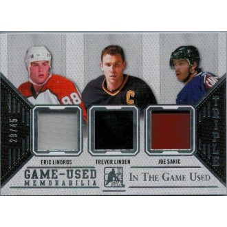 Jersey karty - Lindros Eric, Linden Trevor, Sakic Joe - 2015-16 Leaf ITG Used Jerseys Trios Silver No.GU3J-16