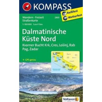 Turistické mapy - Dalmátské pobřeží sever - Kompass 2901