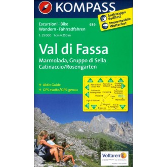 Turistické mapy - Val di Fassa, Marmolada, Gruppo di Sella - Kompass 686
