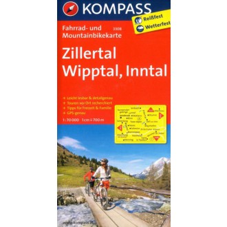 Turistické mapy - Cyklomapa Zillertal, Wipptal, Inntal - Kompass 3308