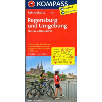 Turistické mapy - Cyklomapa Regensburg und Umgebung - Kompass 3104