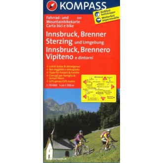 Turistické mapy - Cyklomapa Innsbruck, Brenner, Sterzing und Umgebung - Kompass 3411