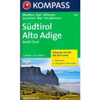 Turistické mapy - Südtirol, Alto Adige set 4 map - Kompass 699