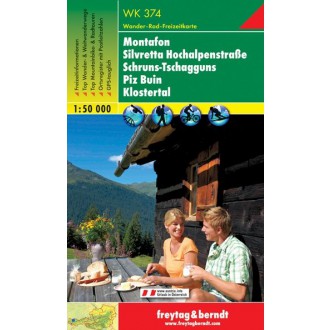Turistické mapy - Montafon, Silvretta Hochalpenstraße, Schruns Tschagguns, Piz Buin, Klostertal - Freytag & Berndt WK374
