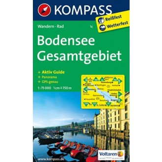 Turistické mapy - Bodensee, Gesamtgebiet - Kompass 1c