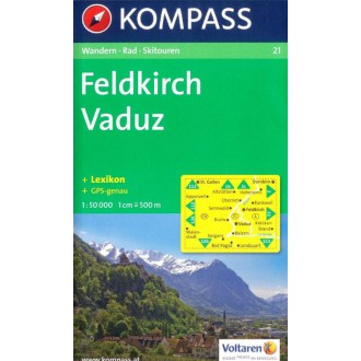 Turistické mapy - Feldkirch, Vaduz - Kompass 21