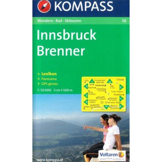 Turistické mapy - Innsbruck, Brenner - Kompass 36