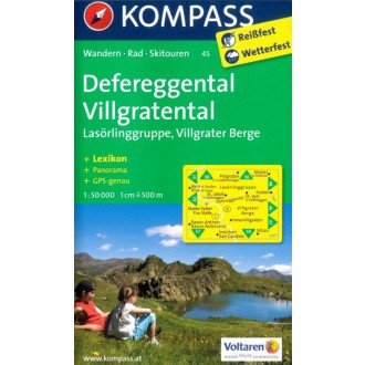 Turistické mapy - Defereggental, Villgratental, Lasörlinggruppe - Kompass 45