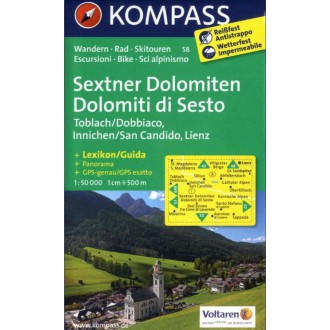 Turistické mapy - Sextner Dolomiten, Dolomiti di Sesto - Kompass 58