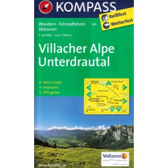 Turistické mapy - Villacher Alpe, Unterdrautal - Kompass 64