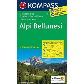 Turistické mapy - Alpi Bellunesi - Kompass 77