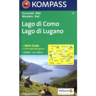 Turistické mapy - Lago di Como, Lago di Lugano - Kompass 91