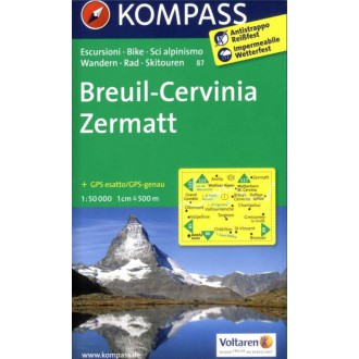 Turistické mapy - Breuil-Cervinia, Zermatt - Kompass 87