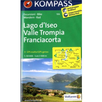 Turistické mapy - Lago d’Iseo, Valle Trompia, Franciacorta - Kompass 106
