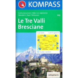 Turistické mapy - Le Tre Valli, Bresciane - Kompass 103
