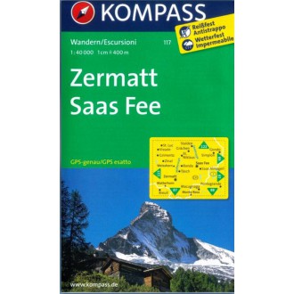 Turistické mapy - Zermatt, Saas Fee - Kompass 117