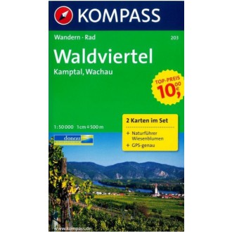 Turistické mapy - Waldviertel, Kamptal, Wachau set 2 map - Kompass 203