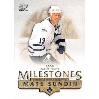 Insertní karty - Sundin Mats - 2003-04 Pacific Milestones No.7