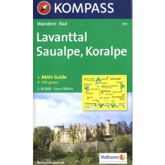 Turistické mapy - Lavanttal, Saualpe, Koralpe - Kompass 219