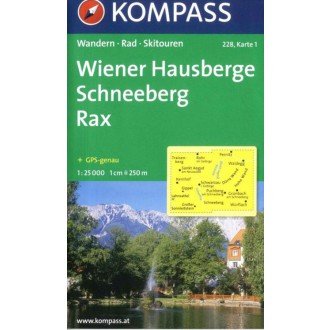 Turistické mapy - Wiener Hausberge, Schneeberg, Rax - set 2 map - Kompass 228