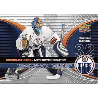 Insertní karty - Garon Mathieu - 2008-09 McDonalds Upper Deck Canadian Goalie Checklist No.CL-EDM