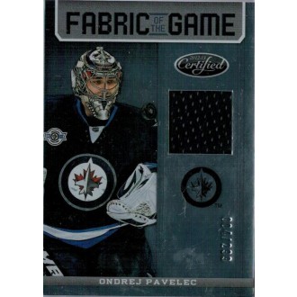 Jersey karty - Pavelec Ondřej - 2012-13 Certified Fabric of the Game No.FOG-OP