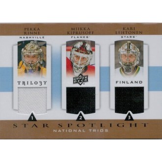 Jersey karty - Rinne Pekka, Kiprusoff Miikka, Lehtonen Kari - 2013-14 Trilogy Three Star International Jerseys No.FIN-NET