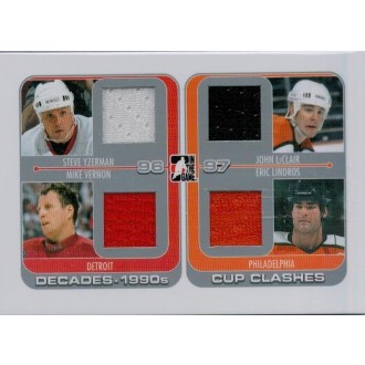 Jersey karty - Yzerman Steve, LeClair John, Vernon Mike, Lindros Eric - 2013-14 ITG Decades 1990s Cup Clashes Quad Jerseys Black No.CC-08