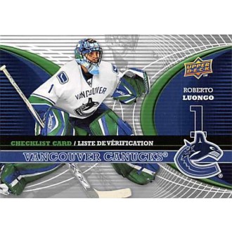 Insertní karty - Luongo Roberto - 2008-09 McDonalds Upper Deck Canadian Goalie Checklist No.CL-VAN