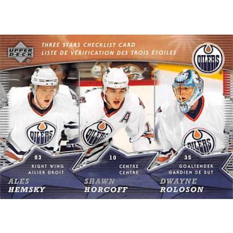 Insertní karty - Roloson Dwayne, Hemský Aleš, Horcoff Shawn - 2007-08 McDonalds Upper Deck Three Stars Checklists No.CL4