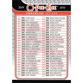 Řadové karty - Checklist 201-300 - 2009-10 O-Pee-Chee No.498