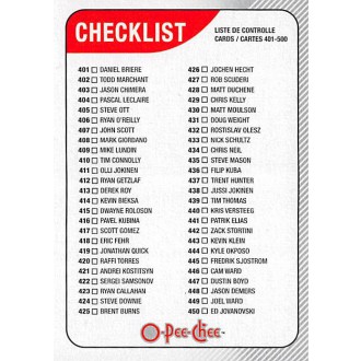 Řadové karty - Checklist 401-500 - 2010-11 O-Pee-Chee No.500
