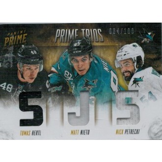 Jersey karty - Hertl Tomáš, Nieto Matt, Petrecki Nick - 2013-14 Prime Trios Jerseys No.T-SJS No.2