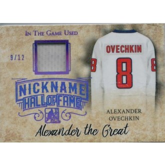 Jersey karty - Ovechkin Alex - 2017-18 Leaf ITG Used The Nickname Hall of Fame Memorabilia Purple Spectrum No.NHF-03