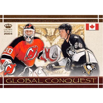 Insertní karty - Brodeur Martin, Lemieux Mario - 2003-04 Crown Royale Global Conquest No.1