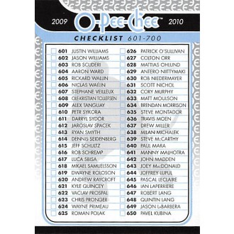 Řadové karty - Checklist 601-700 - 2009-10 O-Pee-Chee No.700