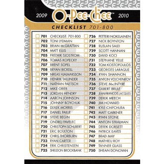 Řadové karty - Checklist 701-800 - 2009-10 O-Pee-Chee No.701