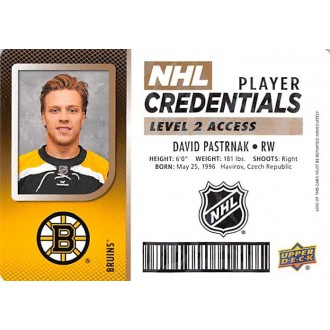 Insertní karty - Pastrňák David - 2017-18 MVP NHL Player Credentials Level 2 Access No.NHL-DP