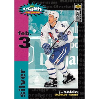 Insertní karty - Sakic Joe - 1995-96 Collectors Choice Crash the Game Silver (Feb.3) No.C9.3