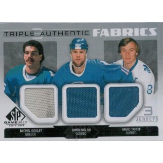 Jersey karty - Goulet Michel, Nolan Owen, Tardif Marc - 2014-15 SP Game Used Authentic Fabrics Triples No.AF3-QN