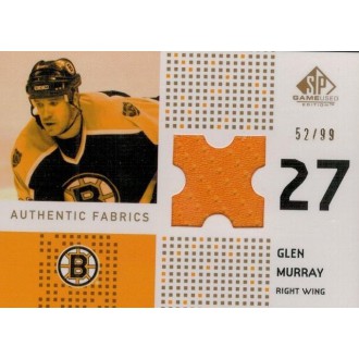 Jersey karty - Murray Glen - 2002-03 SP Game Used Piece of History Gold No.AF-GM
