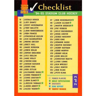 Insertní karty - Checklist 91-180 - 1994-95 Stadium Club No.2