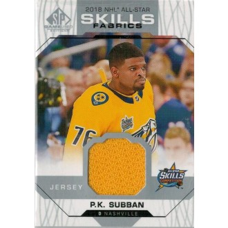 Jersey karty - Subban P.K. - 2018-19 SP Game Used 18 All Star Skills Fabrics No.AS-PS