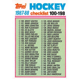 Řadové karty - Checklist 100-198 - 1987-88 Topps No.198