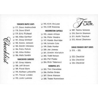 Řadové karty - Checklist 177-225 - 1994-95 Flair No.225
