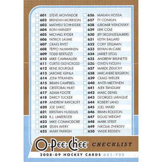 Řadové karty - Checklist 601-700 - 2008-09 O-Pee-Chee No.700