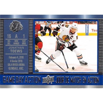 Insertní karty - Toews Jonathan - 2016-17 Tim Hortons Game Day Action No.GDA4