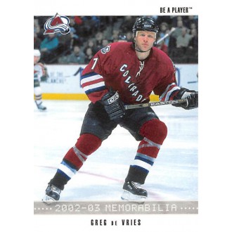 Řadové karty - De Vries Greg - 2002-03 BAP Memorabilia No.77