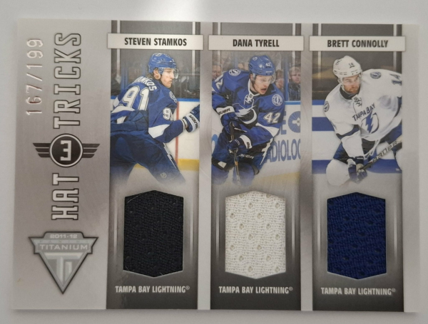 Jersey karty - Stamkos Steven, Tyrell Dana, Connolly Brett - 2011-12 Titanium Hat Tricks No.18 A3