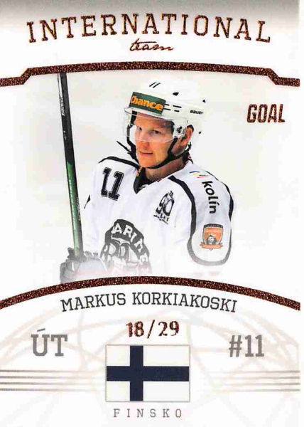 Goal Cards - Korkiakoski Markus - 2022-23 Goal Cards Chance liga International Team Bronze No.IT-8